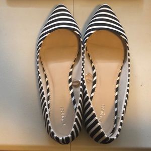 Express Black and White Striped Flats